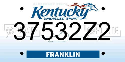 37532Z2 Kentucky License Plate