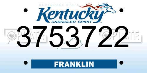 3753722 Kentucky License Plate