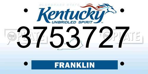 3753727 Kentucky License Plate