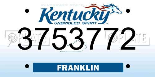 3753772 Kentucky License Plate