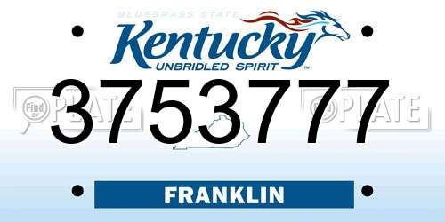3753777 Kentucky License Plate