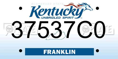 37537C0 Kentucky License Plate