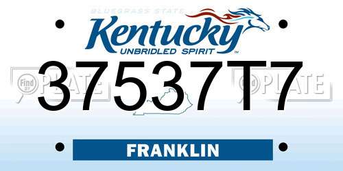 37537T7 Kentucky License Plate