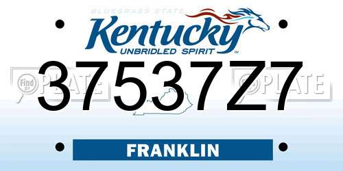37537Z7 Kentucky License Plate