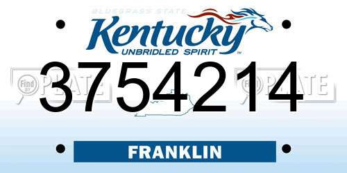 3754214 Kentucky License Plate