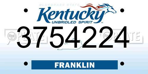 3754224 Kentucky License Plate