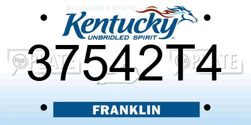 37542T4 Kentucky License Plate