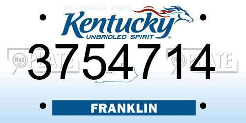 3754714 Kentucky License Plate