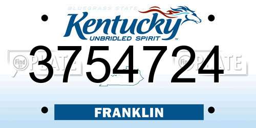 3754724 Kentucky License Plate