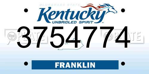 3754774 Kentucky License Plate