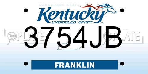 3754JB Kentucky License Plate