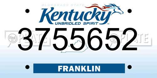 3755652 Kentucky License Plate