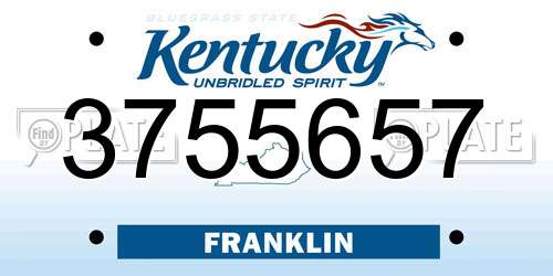 3755657 Kentucky License Plate