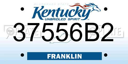 37556B2 Kentucky License Plate