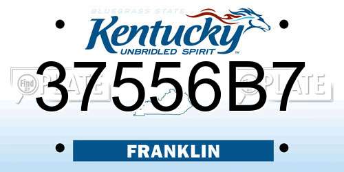 37556B7 Kentucky License Plate