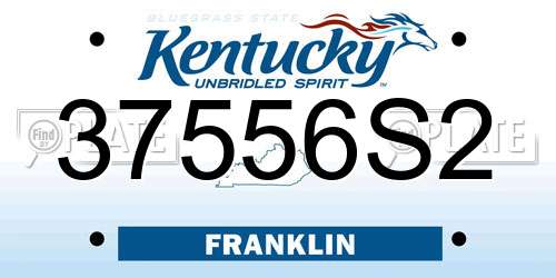 37556S2 Kentucky License Plate
