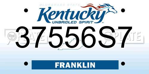 37556S7 Kentucky License Plate