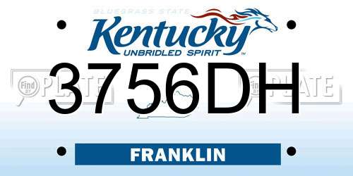 3756DH Kentucky License Plate