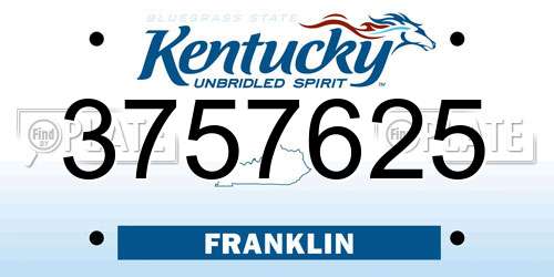 3757625 Kentucky License Plate