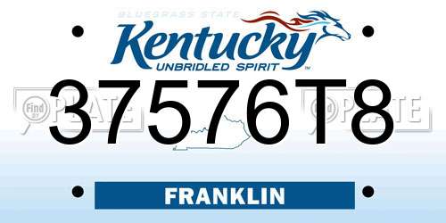 37576T8 Kentucky License Plate