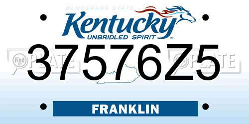 37576Z5 Kentucky License Plate