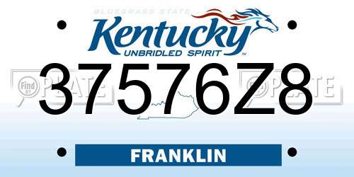 37576Z8 Kentucky License Plate