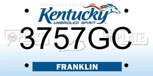 3757GC Kentucky License Plate