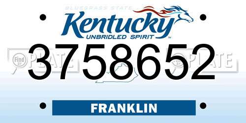 3758652 Kentucky License Plate