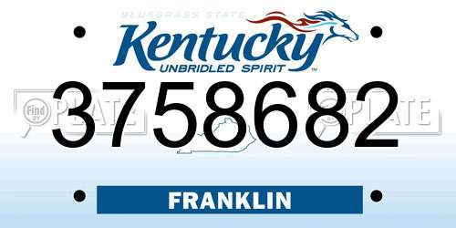 3758682 Kentucky License Plate