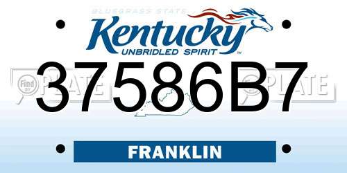 37586B7 Kentucky License Plate