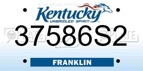 37586S2 Kentucky License Plate