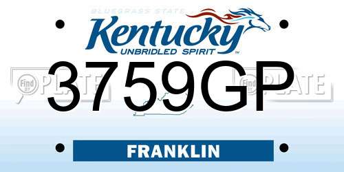 3759GP Kentucky License Plate