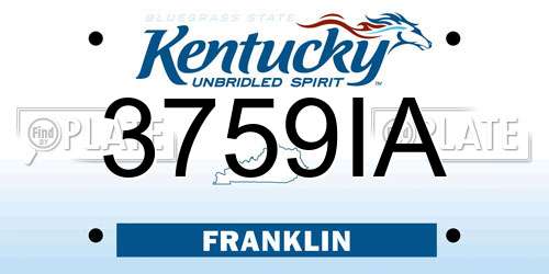 3759IA Kentucky License Plate