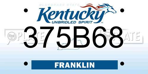 375B68 Kentucky License Plate
