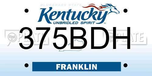 375BDH Kentucky License Plate