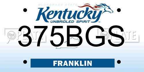 375BGS Kentucky License Plate