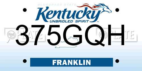 375GQH Kentucky License Plate