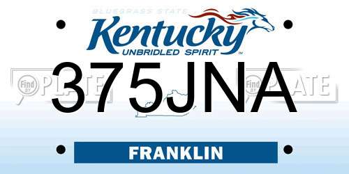 375JNA Kentucky License Plate