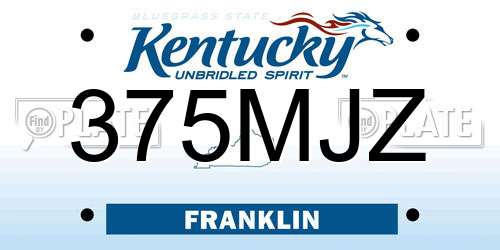 375MJZ Kentucky License Plate