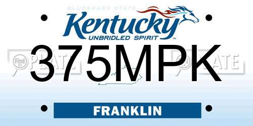 375MPK Kentucky License Plate