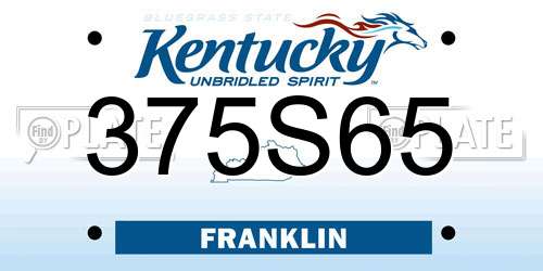 375S65 Kentucky License Plate