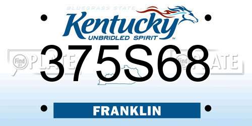 375S68 Kentucky License Plate