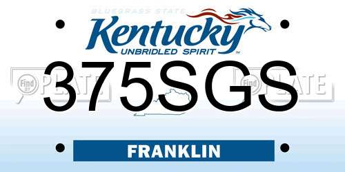375SGS Kentucky License Plate