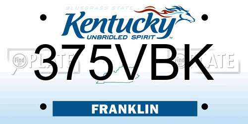 375VBK Kentucky License Plate