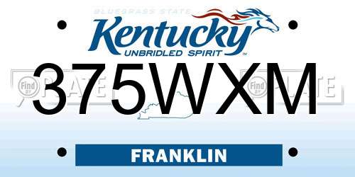 375WXM Kentucky License Plate