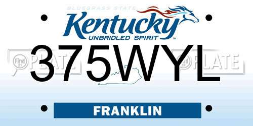 375WYL Kentucky License Plate