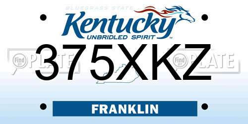 375XKZ Kentucky License Plate