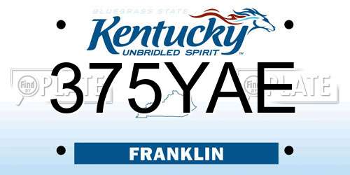 375YAE Kentucky License Plate