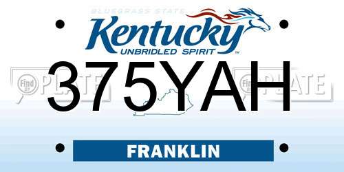 375YAH Kentucky License Plate
