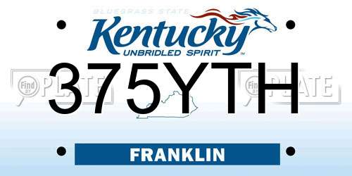 375YTH Kentucky License Plate
